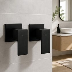 Matte Black Brass Shower Taps for Hot and Cold Water Control