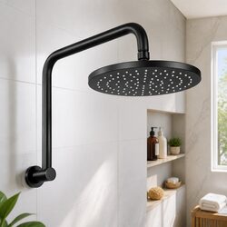 Durable 9-Inch Black Rain Shower Head with Swivel Function