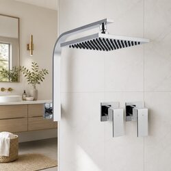 Premium 8-Inch Rain Shower Head with Twin Tap Set