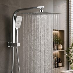 Premium 12 Inch Brass Chrome Rain Shower Head Set