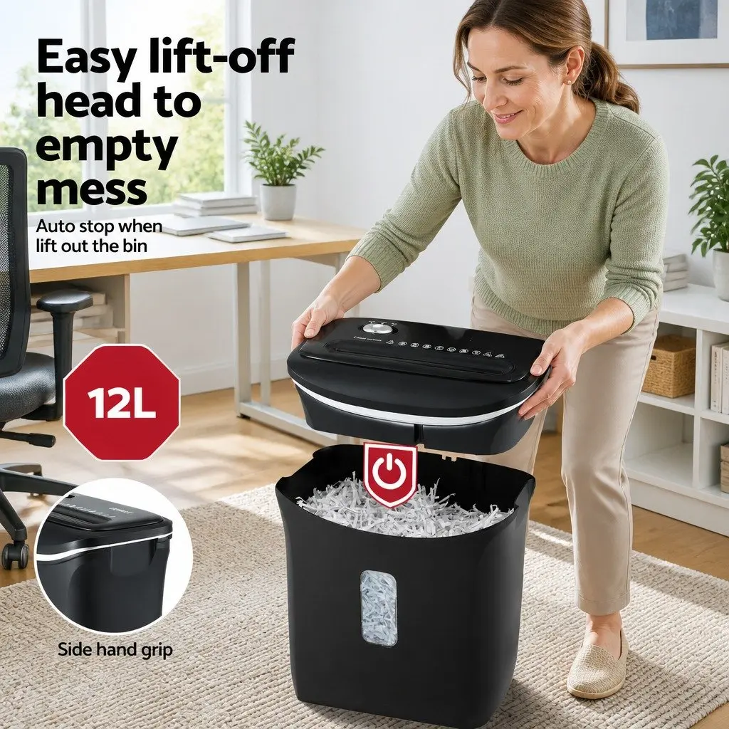 12L Cross-Cut Paper Shredder for 8 Sheets