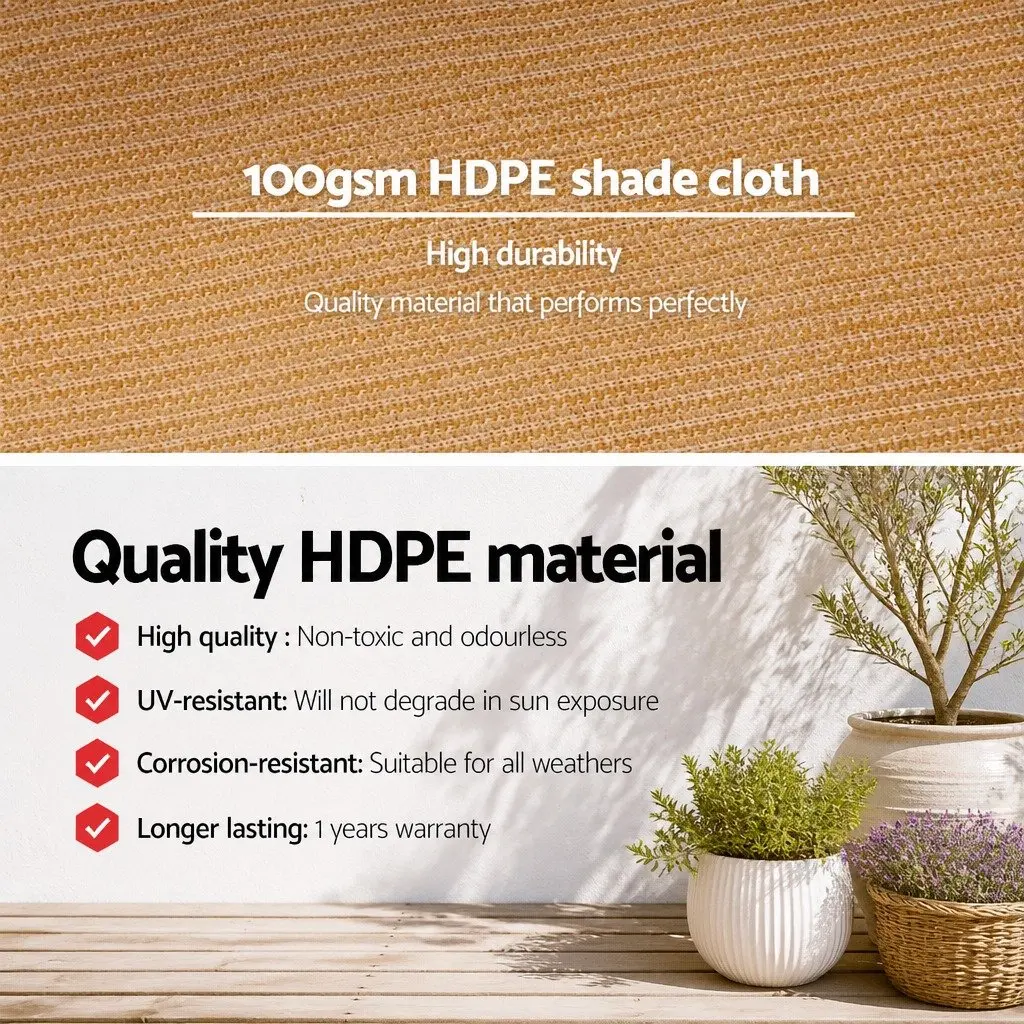 Shade Cloth Roll 50% UV-Stabilised Heavy Duty Beige 1.83m x 20m Garden Outdoor