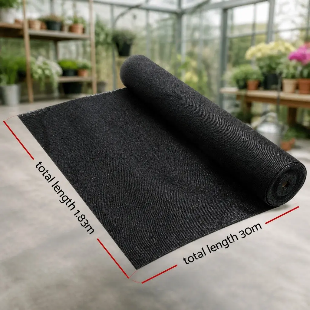 Shade Cloth UV-Stabilized HPDE 1.83m x 30m Black Heavy Duty Knitted Fabric 90% Shade Block