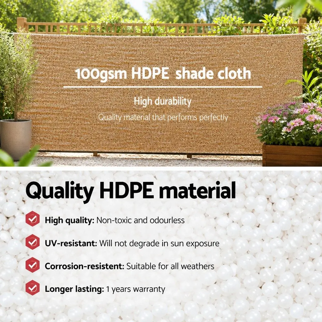 Shade Cloth UV-Stabilised HPDE 1.83m x 50m Sandstone Heavy Duty Garden Shadecloth