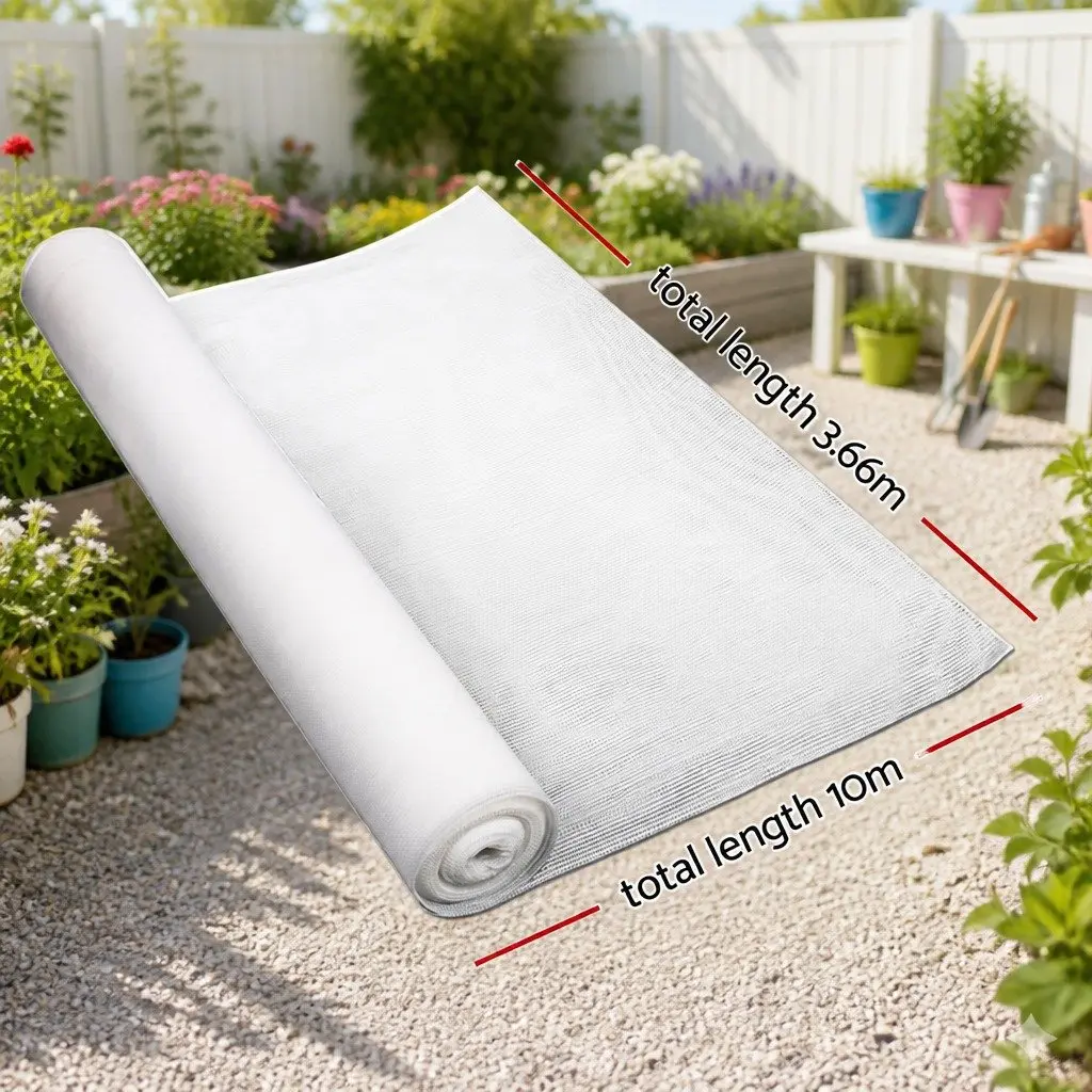 Shade Cloth 50% UV Block 3.66m x 10m Roll White Heavy Duty Garden Greenhouse