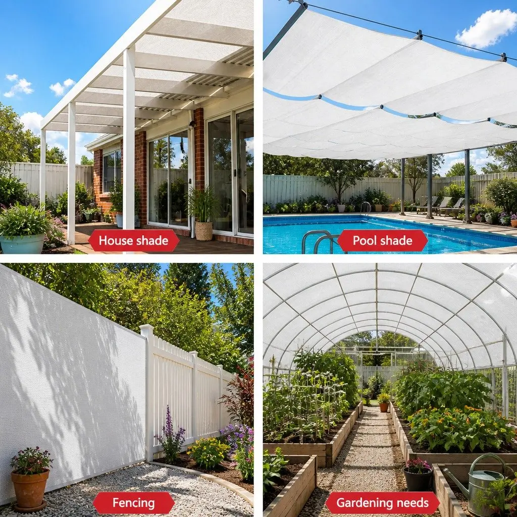 Shade Cloth 50% UV Block 3.66m x 10m Roll White Heavy Duty Garden Greenhouse