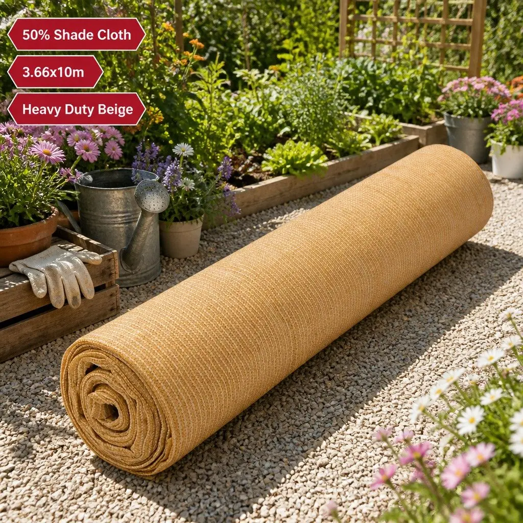 Beige Shade Cloth Roll 3.66m x 10m for Greenhouses