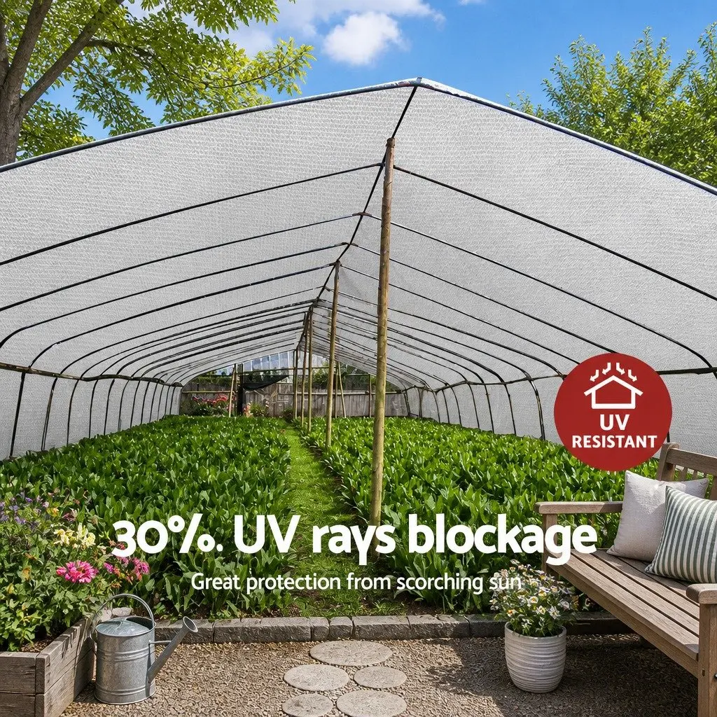 Shade Cloth UV Stabilized HPDE 3.66x10m White Knitted Fabric 30% Shade Block