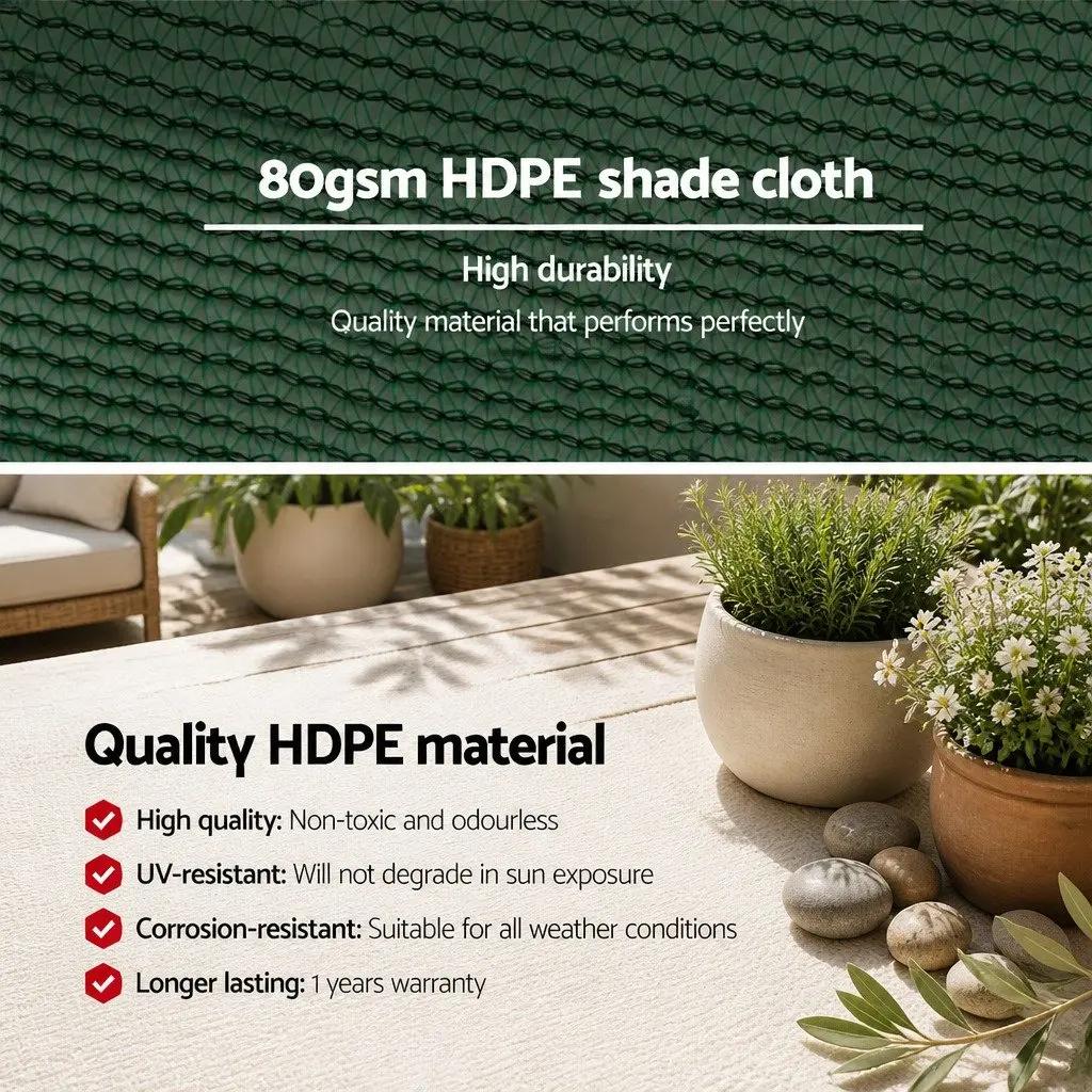 Shade Cloth UV Stabilized HPDE 3.66m x 20m Green 30% Block