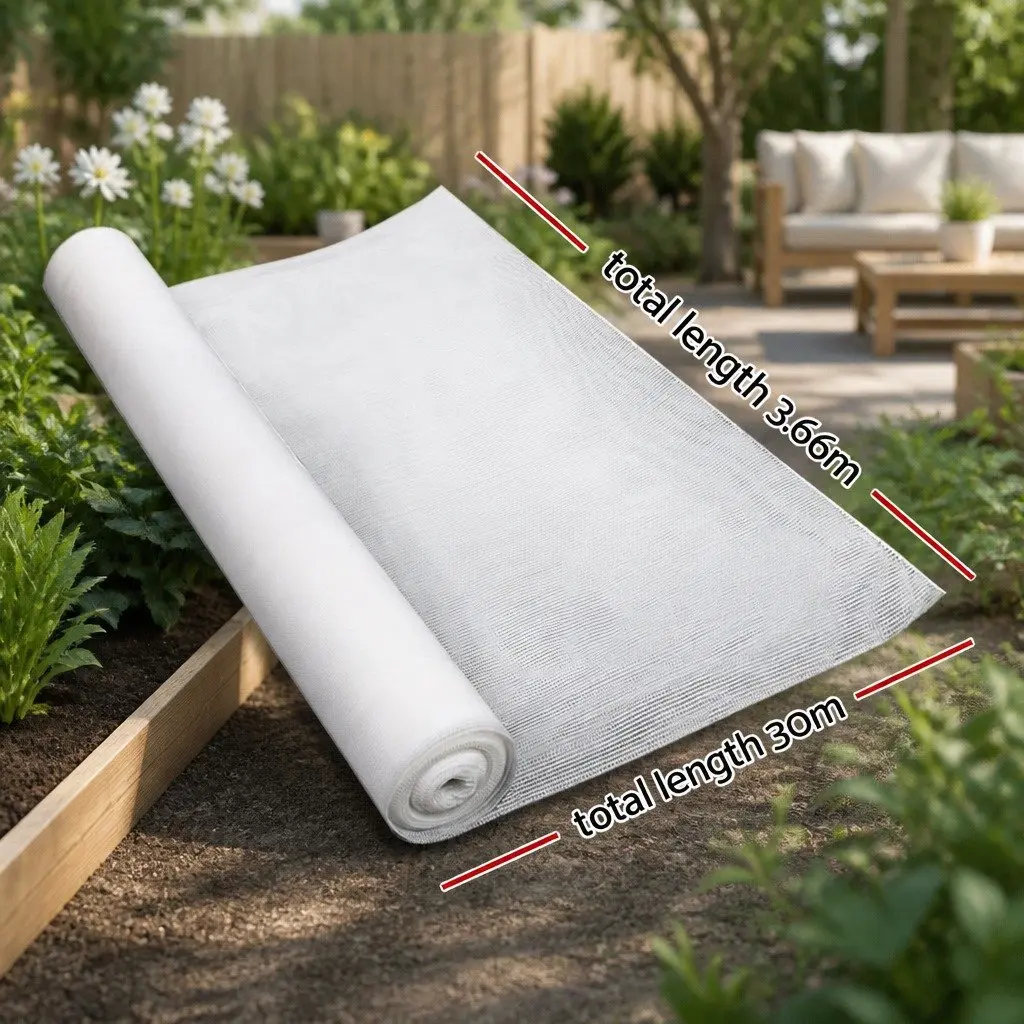 Shade Cloth UV Stabilized HPDE 3.66m x 30m Heavy Duty White 50% Block for Greenhouse Garden