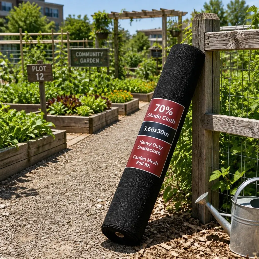 Heavy Duty Black Shade Cloth 70% UV Block 3.66x30m