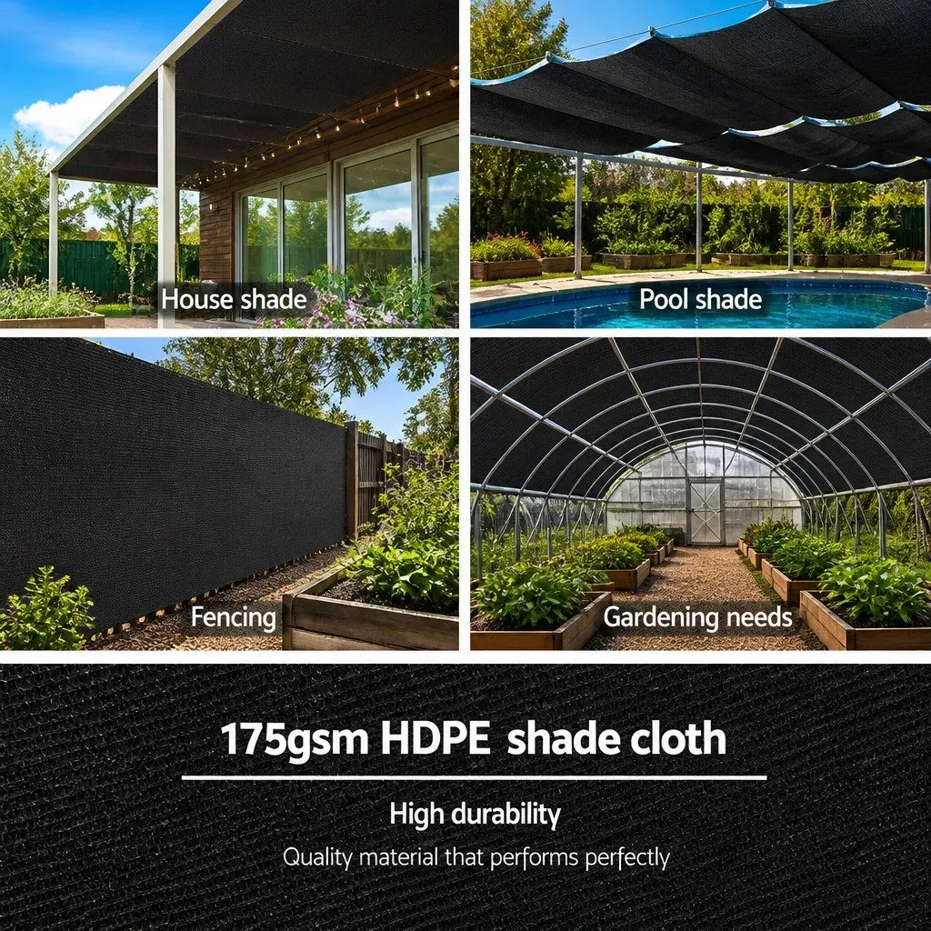 Heavy Duty Black Shade Cloth 70% UV Block 3.66x30m