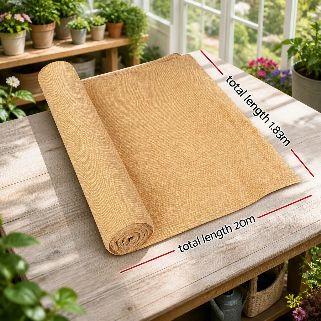 Shade Cloth Heavy Duty UV Stabilised HPDE 1.83m x 20m Beige 70% Block