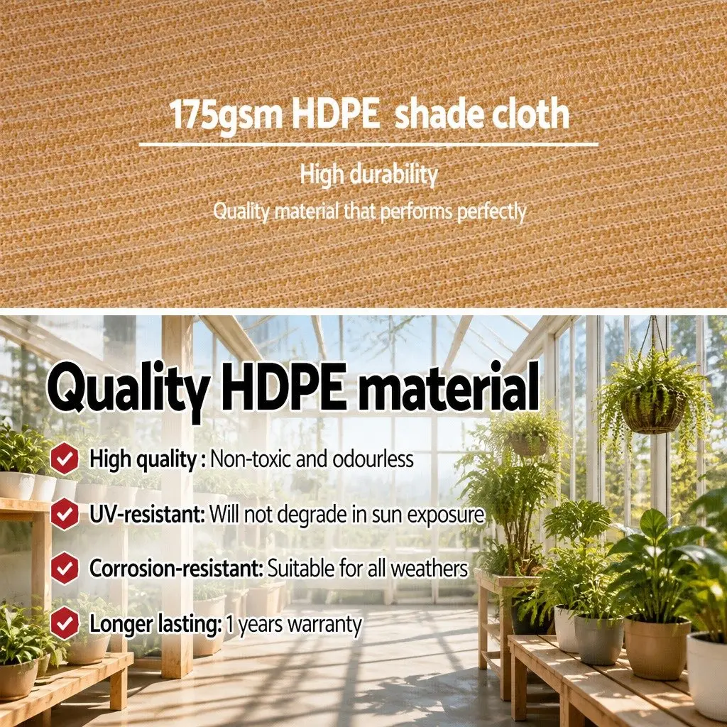 Shade Cloth Heavy Duty UV Stabilised HPDE 1.83m x 20m Beige 70% Block