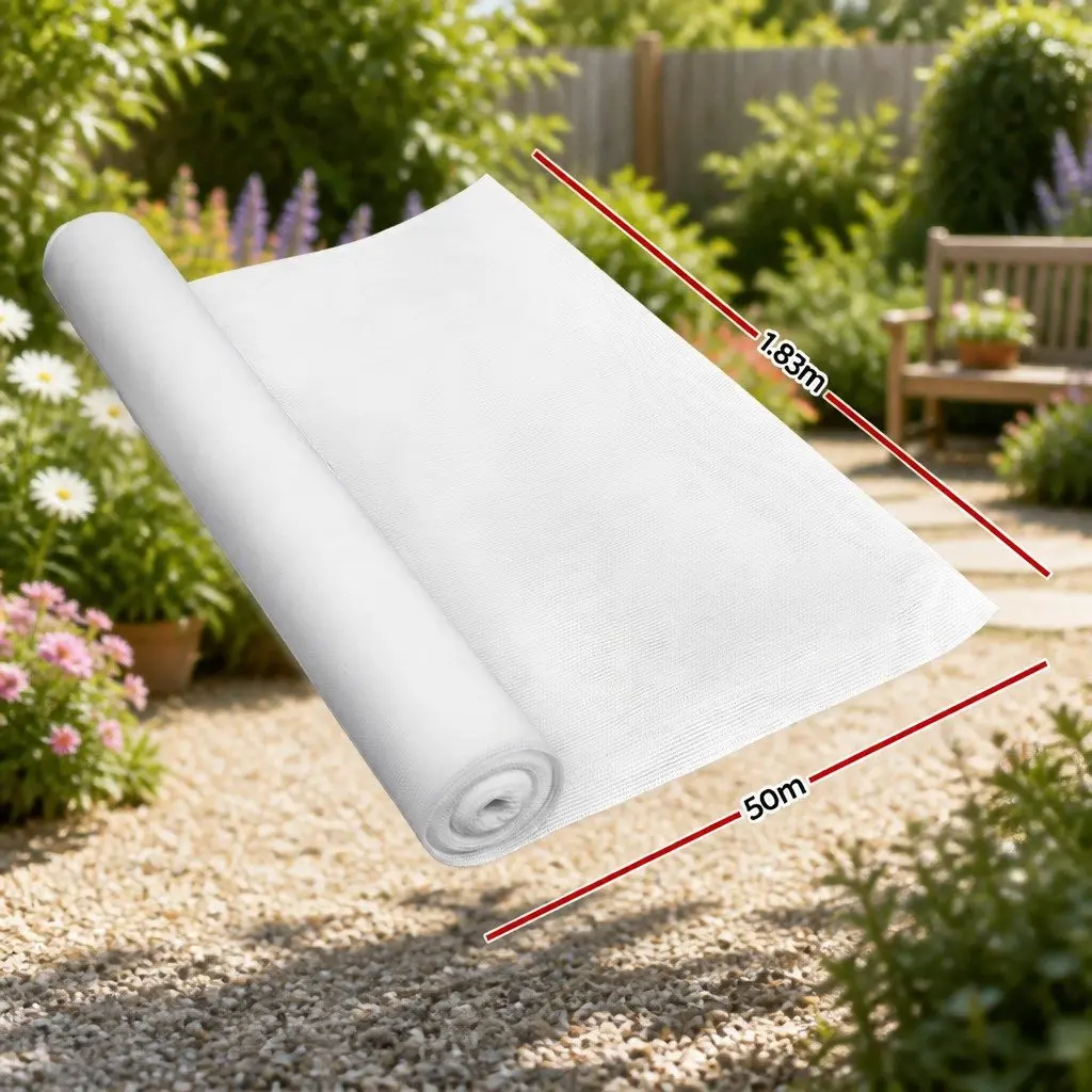 Shade Cloth UV Stabilized HPDE 1.83m x 50m White 50 Percent Shade Block Garden Greenhouse Shading