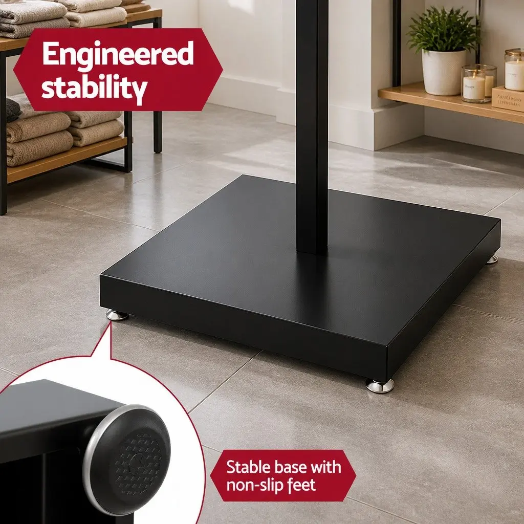 Pedestal Sign Holder Steel 65x90x166cm Black Double Sided Display Stand