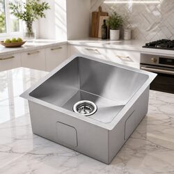 Durable Stainless Steel Kitchen Sink 44x44cm Silver Basin