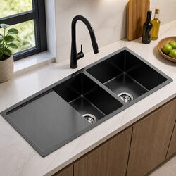 Premium Handmade Stainless Steel Double Bowl Sink 100x45cm