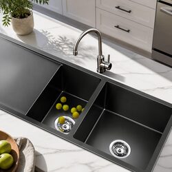 Premium Double Bowl Kitchen Sink in Nano Black 100x45cm