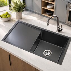 Heavy-Duty Stainless Steel Kitchen Sink 75x45cm Black