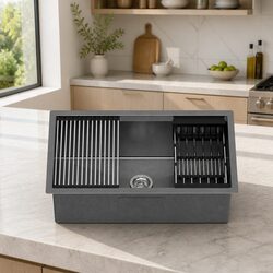 Durable Black Stainless Steel Kitchen Sink 70x45cm