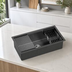 Durable Stainless Steel Kitchen Sink 81x45cm with Rack