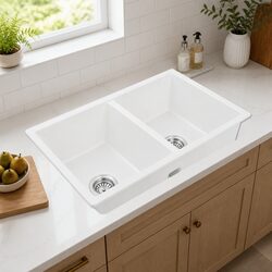Premium Double Bowl Granite Stone Kitchen Sink 77x45cm