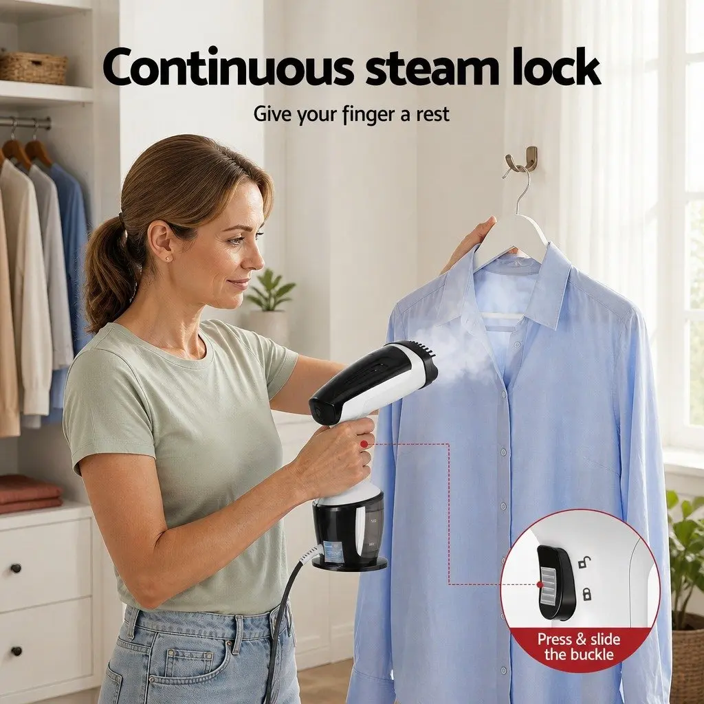 Handheld Garment Steamer 1500W Portable Fabric Care White
