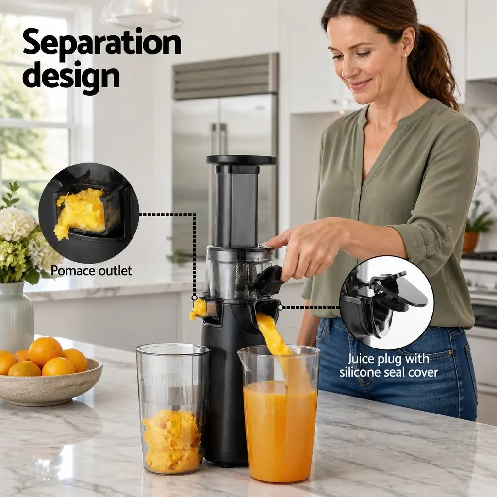 Black Cold Press Slow Juicer with 130W Power