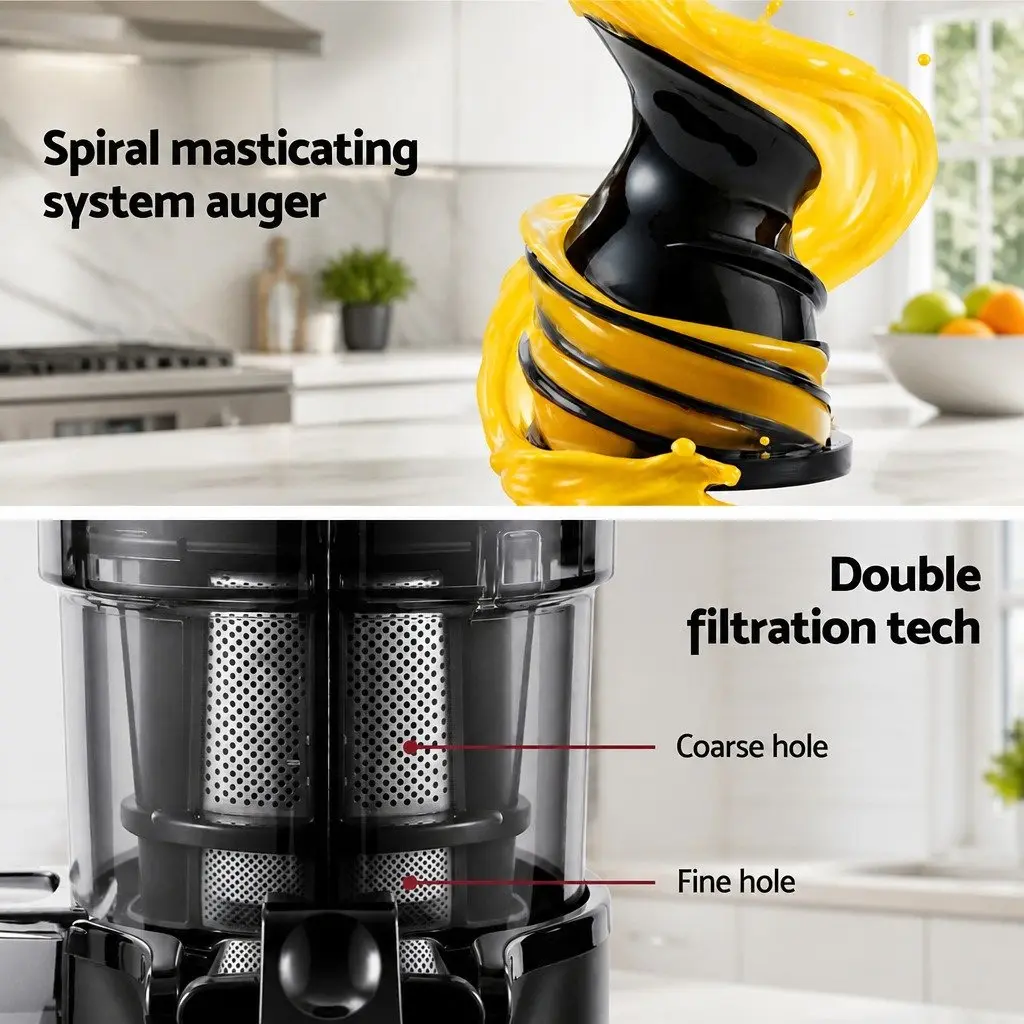 Black Cold Press Slow Juicer with 130W Power