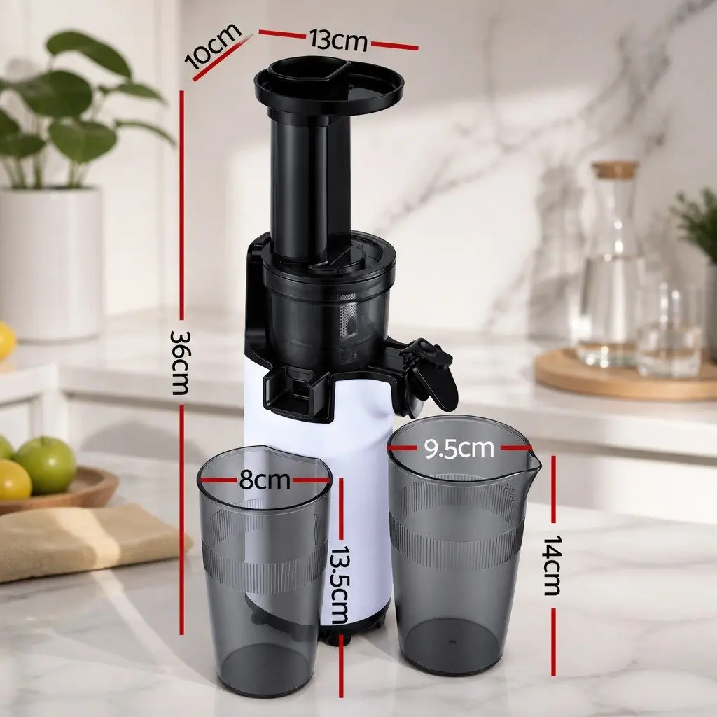 Cold Press Slow Juicer ABS 10cm x 13cm x 36cm White