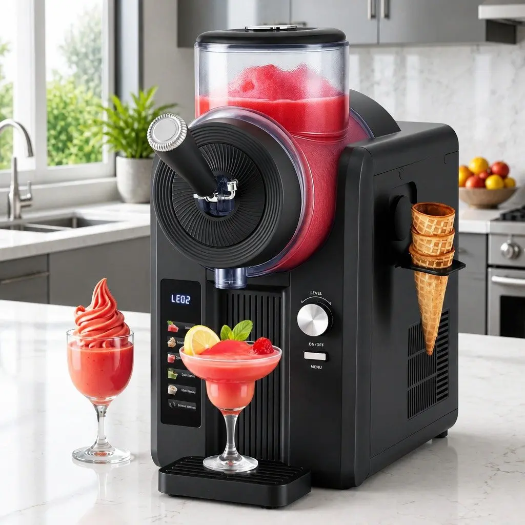 Slushie Machine Ice Cream Maker Plastic 2L Black