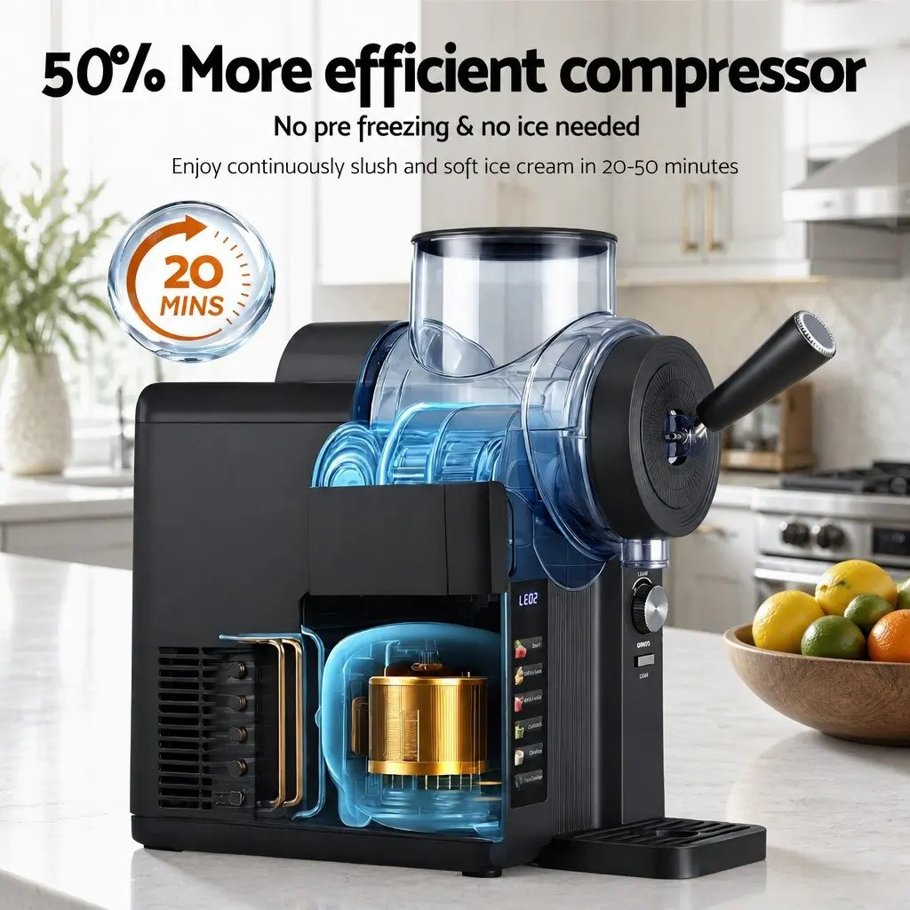 Slushie Machine Ice Cream Maker Plastic 2L Black