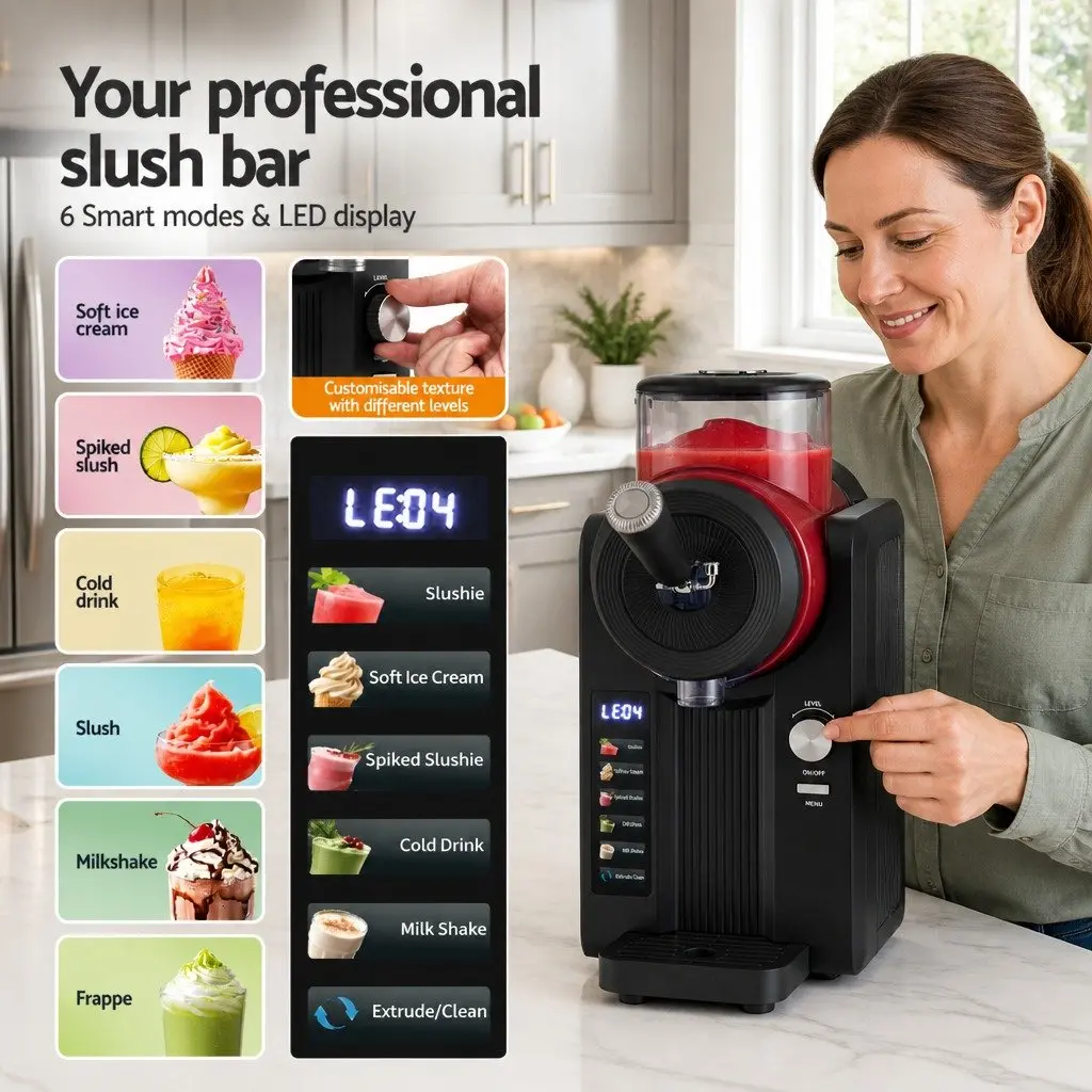 Slushie Machine Ice Cream Maker Plastic 2L Black