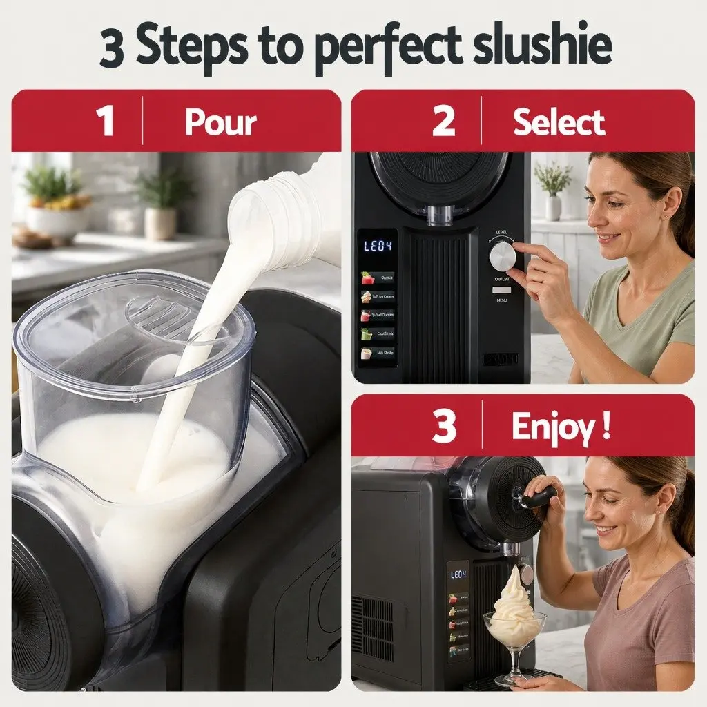 Slushie Machine Ice Cream Maker Plastic 2L Black
