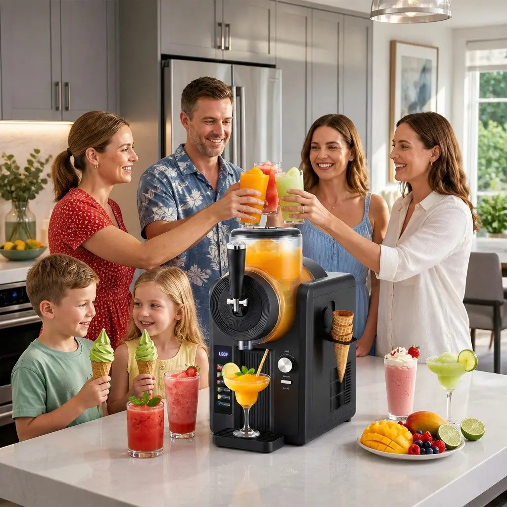 Slushie Machine Ice Cream Maker Plastic 2L Black