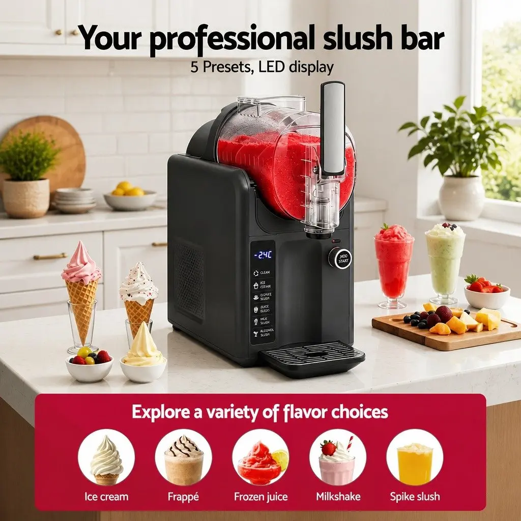 5in1 Slushie Machine Ice Cream Maker Grey 2L