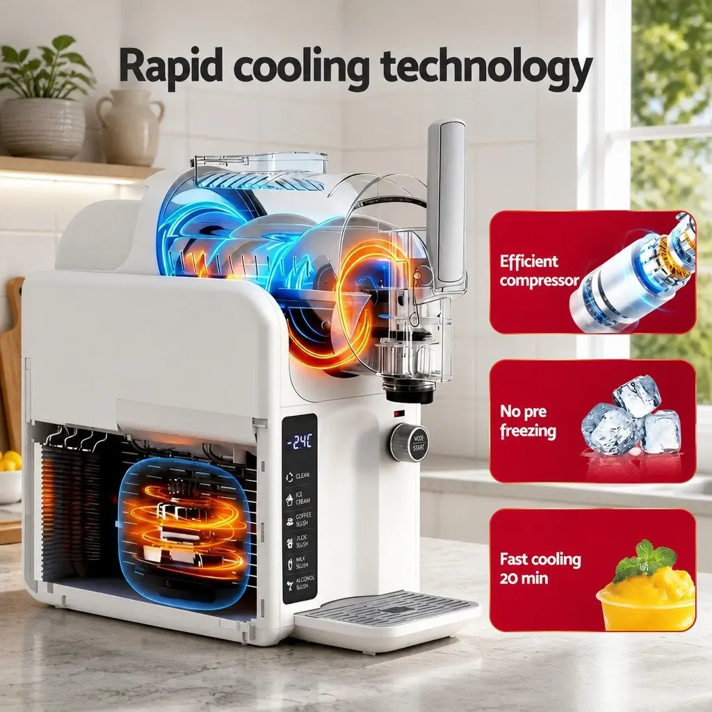 Slushie Machine 2L White Ice Cream Maker Soft Serve Frozen Dessert Maker