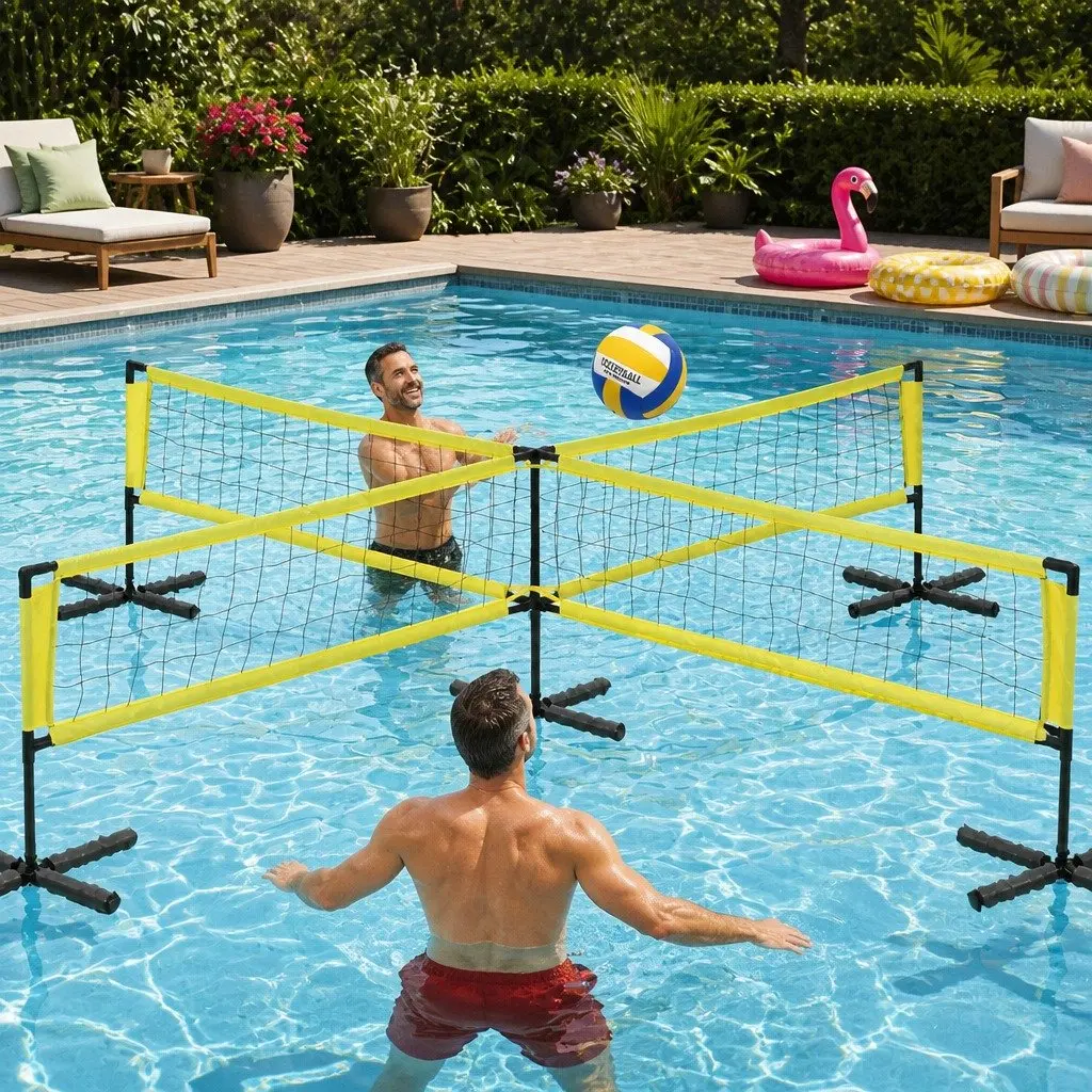 Water Volleyball Net Set PE Mesh 350cm Yellow