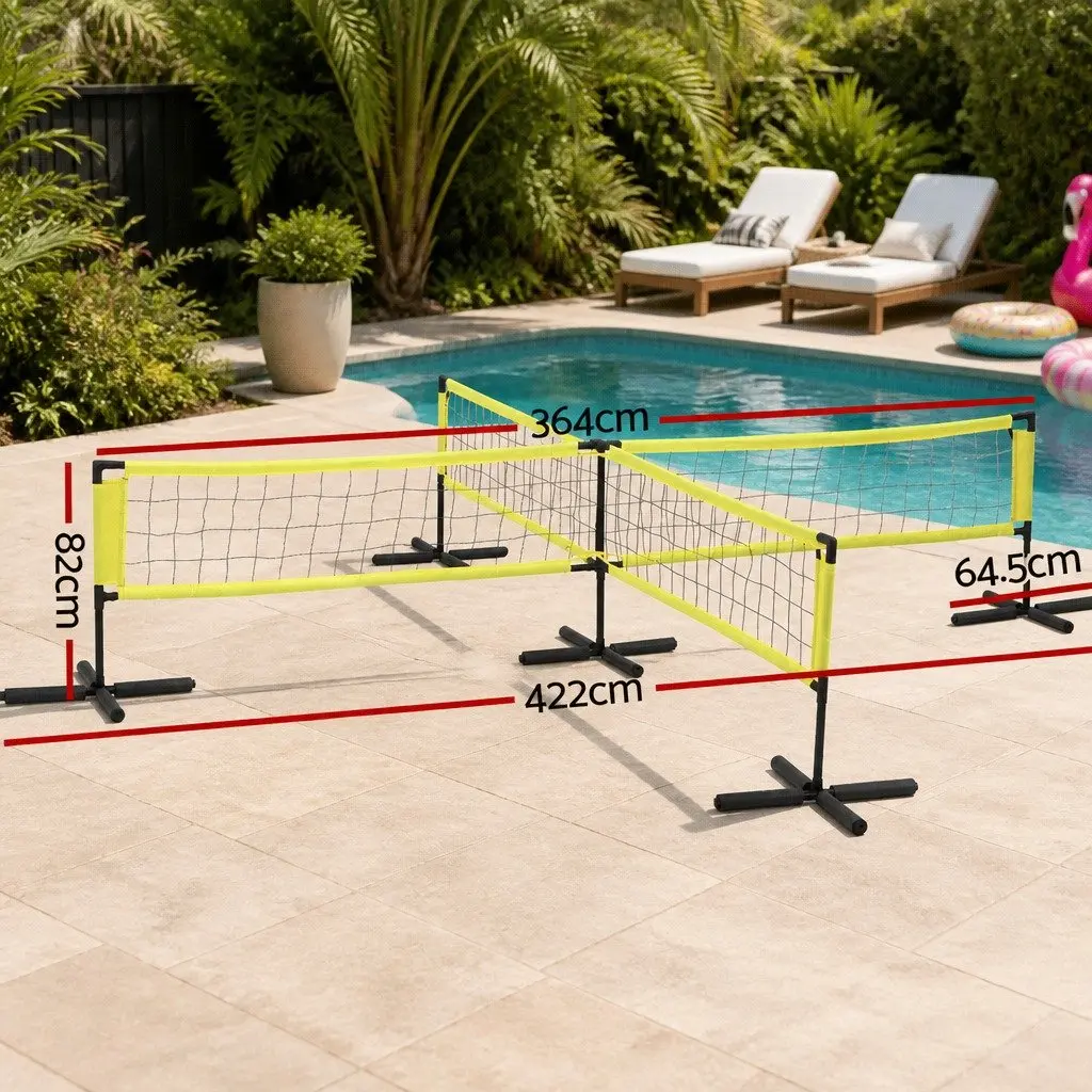 Water Volleyball Net Set PE Mesh 350cm Yellow