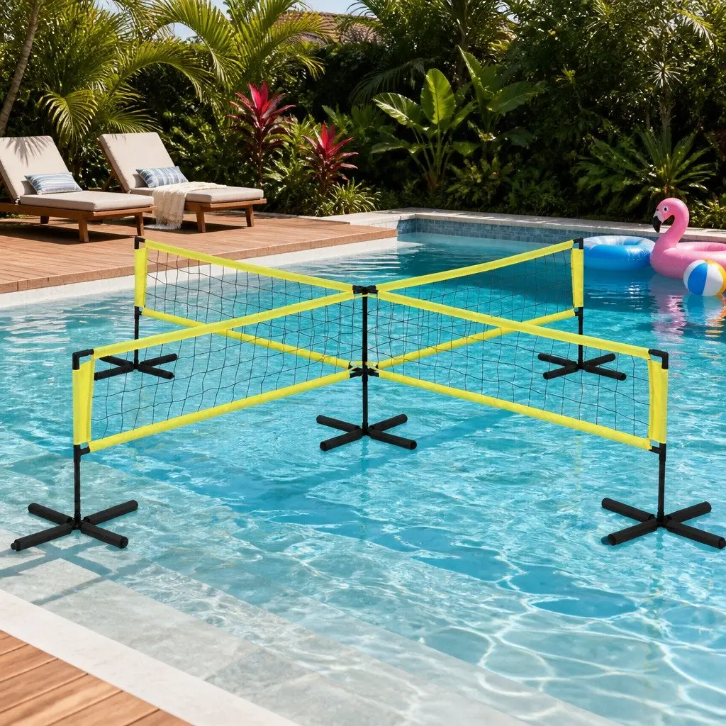 Water Volleyball Net Set PE Mesh 350cm Yellow