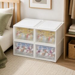 Stackable Storage Drawer Set - 4 Large Organisers in White