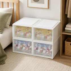 Stackable Storage Drawer Set - 4 Large Organisers in White