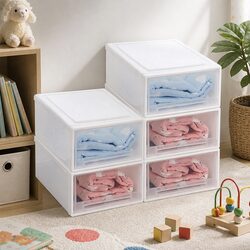 Large Storage Box Stackable Containers 5 Pack Kids Bedroom Playroom Organiser