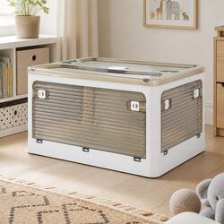 Stackable Storage Box with Lid Large Capacity Container Plastic Foldable