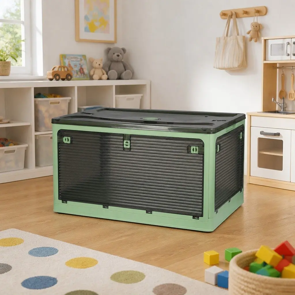 Stackable Storage Box Plastic Green Large Capacity Home Organizer