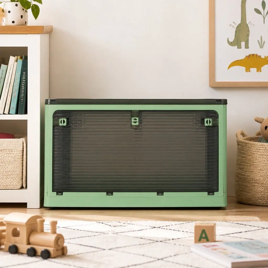 Stackable Storage Box Plastic Green Large Capacity Home Organizer