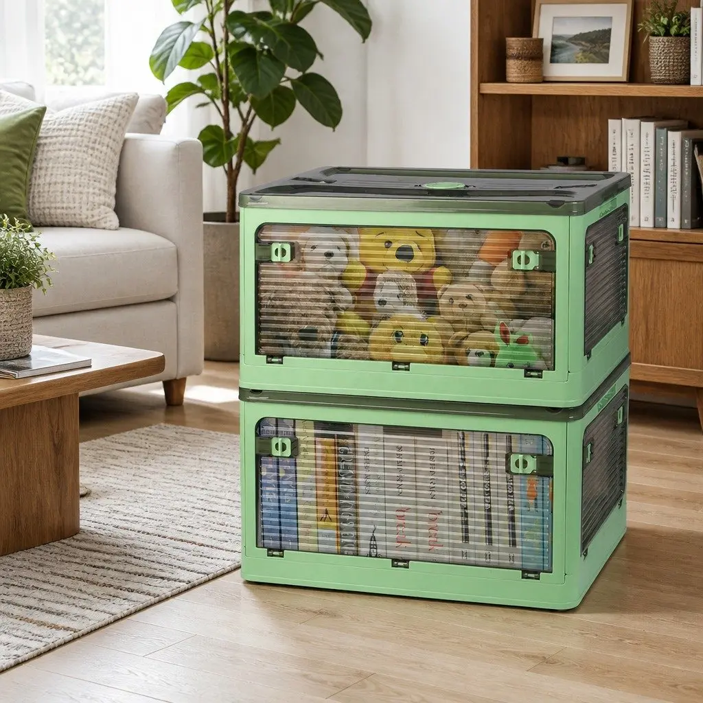 Stackable Storage Box Container PP Plastic 55L Green