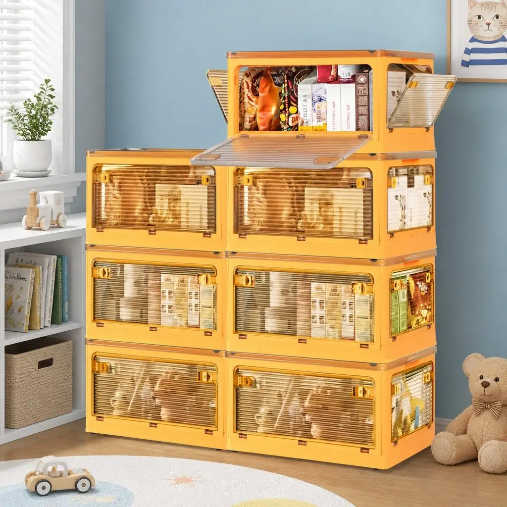 Stackable Storage Organiser Box Container Plastic Large Medium White Orange Green