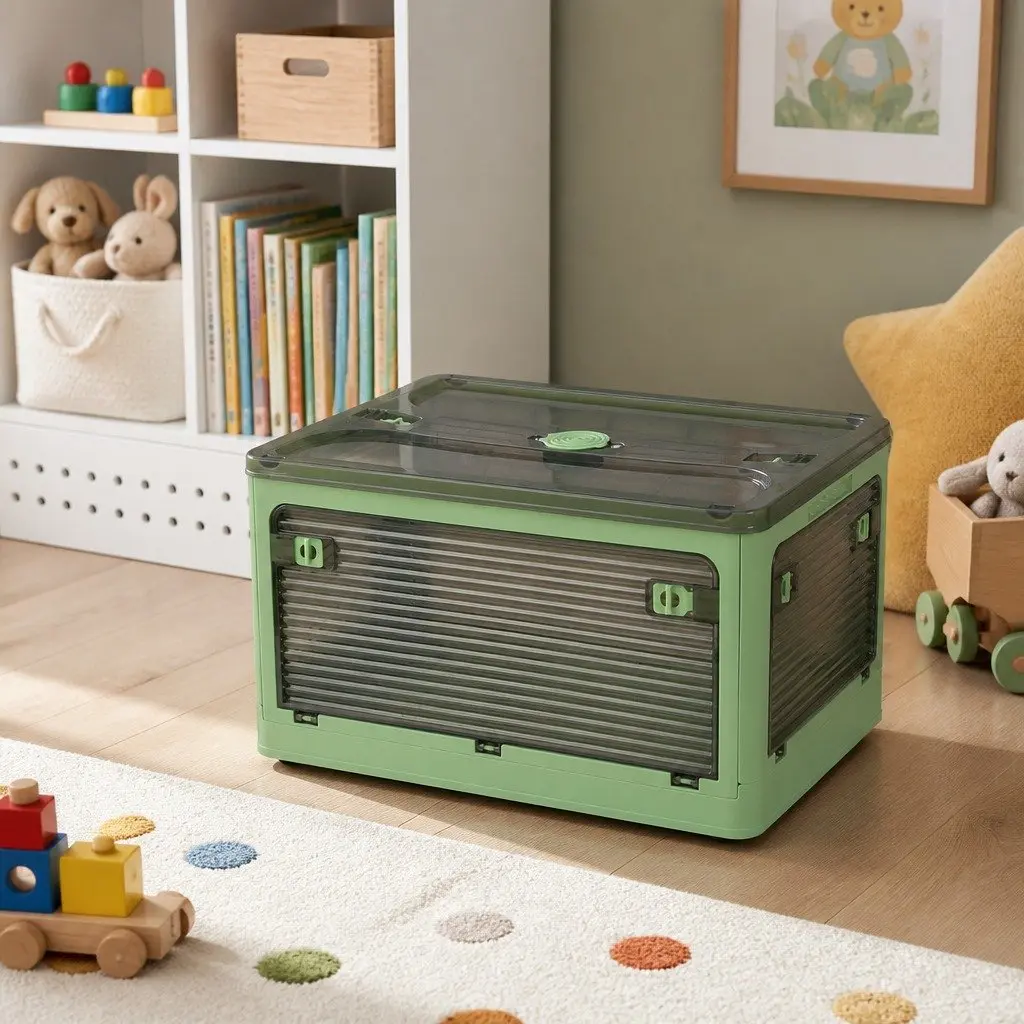 Stackable Storage Container Plastic Green Small Medium